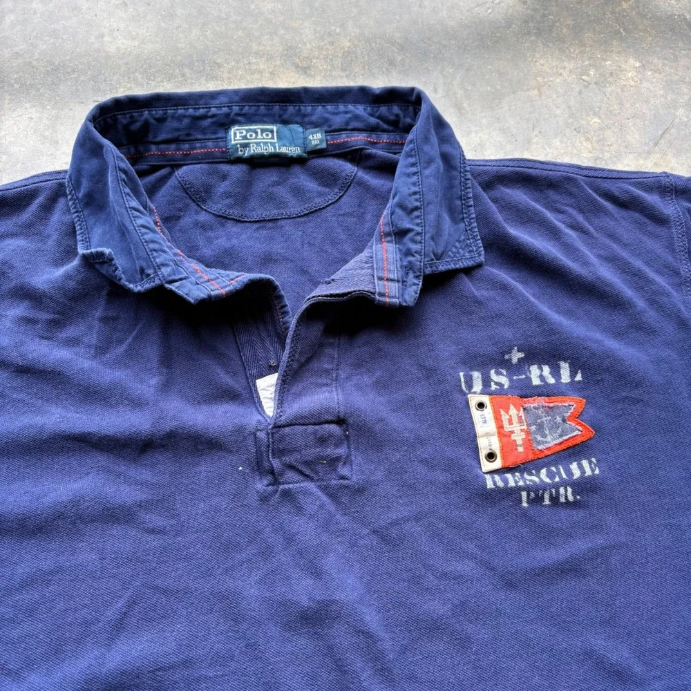 Polo Ralph Lauren Mens 4XB‎ Big Navy US-RL Rescue PTR Nautical P-32 Polo Shirt